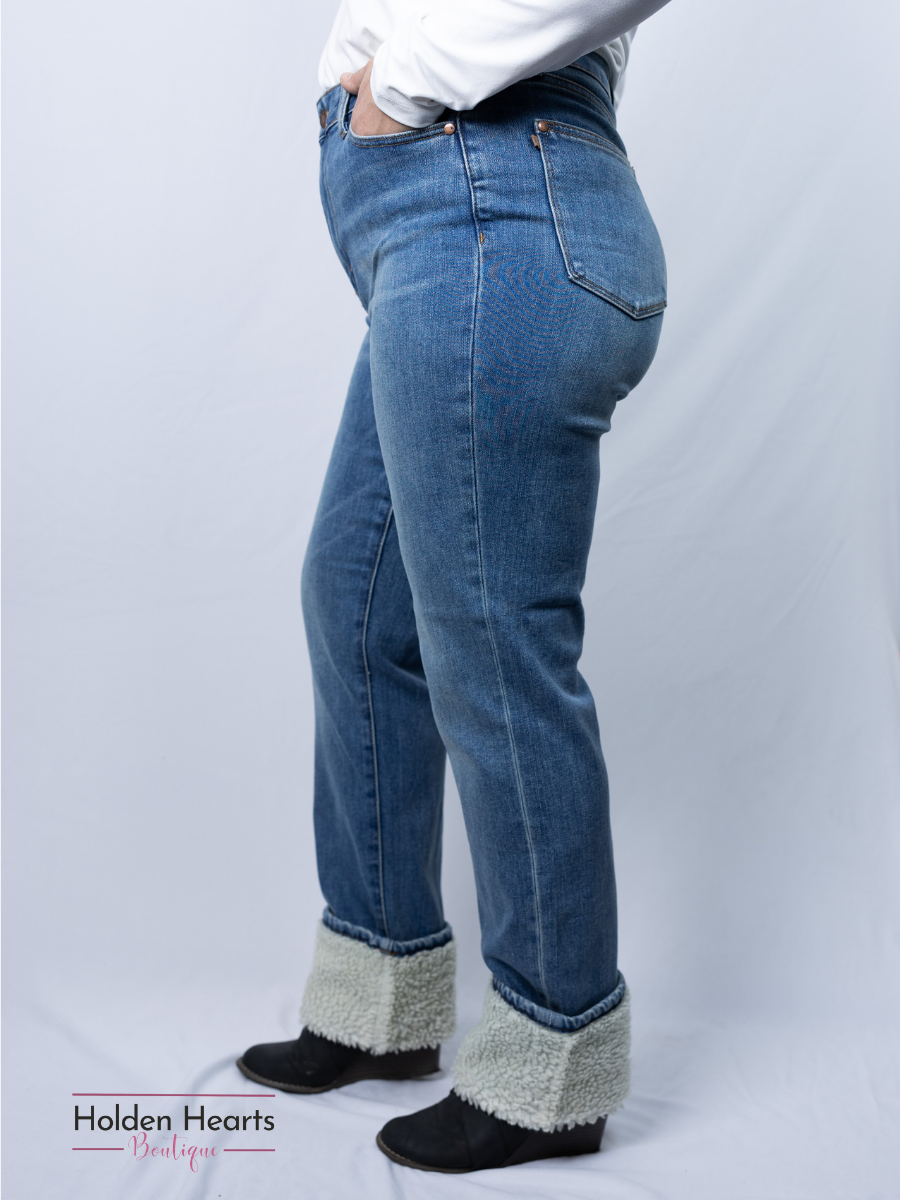 Snow Bunny Shearling Cuffed Jeans - Holden Hearts