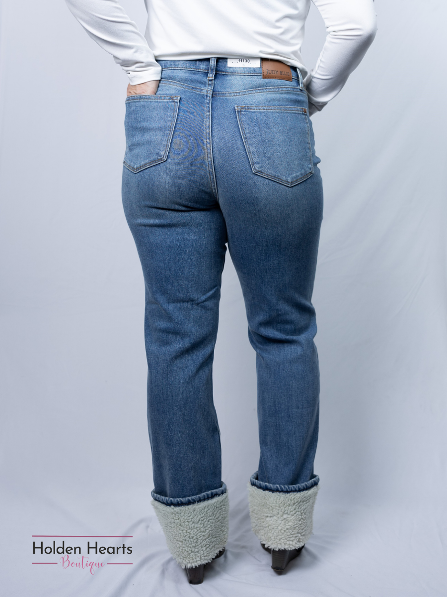 Snow Bunny Shearling Cuffed Jeans - Holden Hearts