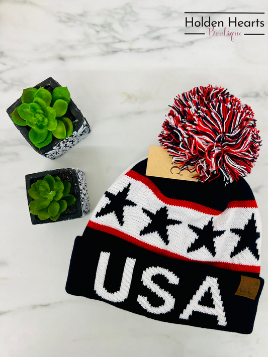 USA Knit Pom C.C Beanie HAT3902 - Holden Hearts