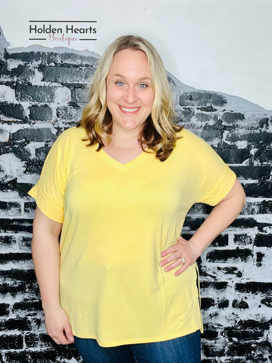 Yellow Going with the Flow Tunic V-Neck Top - Holden Hearts