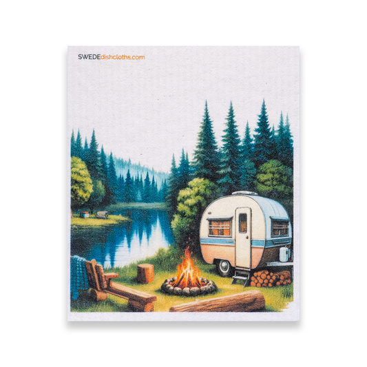 Swedish Dishcloth Camper and Campfire - Holden Hearts