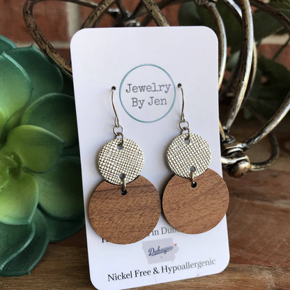 Round Wood & Silver Earrings - Holden Hearts
