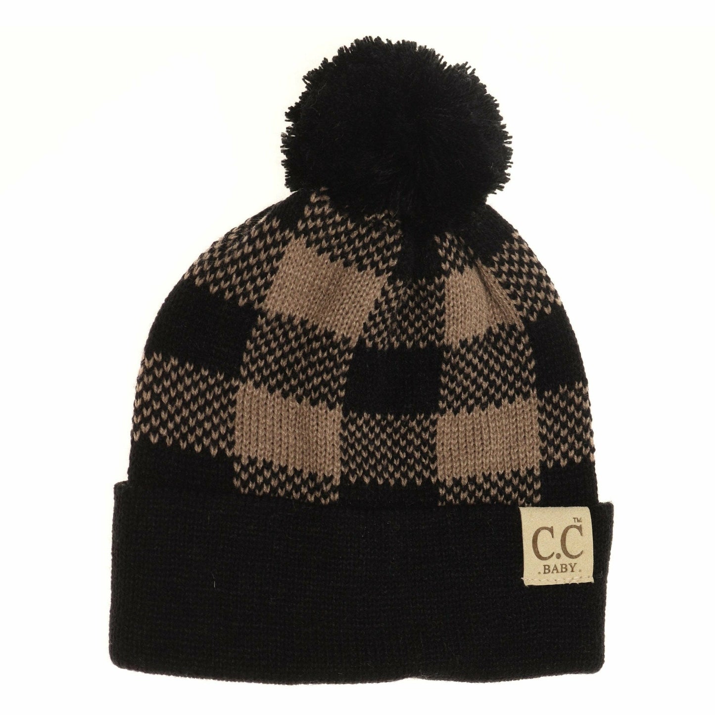 BABY Buffalo Plaid Pom Beanie Newborn/Knit Hat