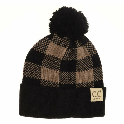 BABY Buffalo Plaid Pom Beanie Newborn/Knit Hat