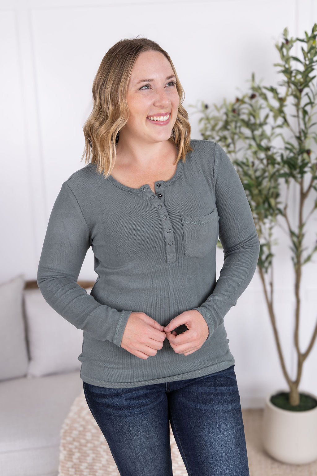 IN STOCK Georgia Long Sleeve Top - Dusty Jade FINAL SALE