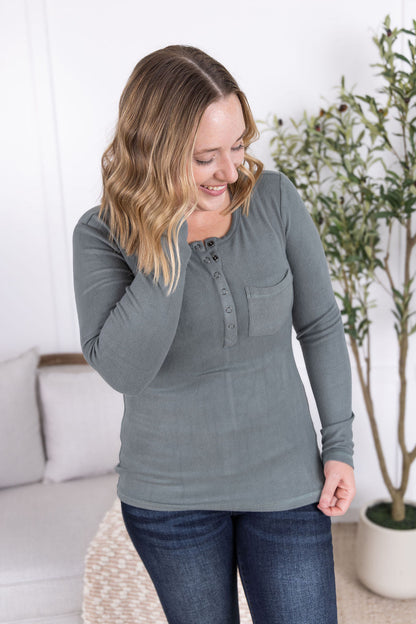 IN STOCK Georgia Long Sleeve Top - Dusty Jade FINAL SALE