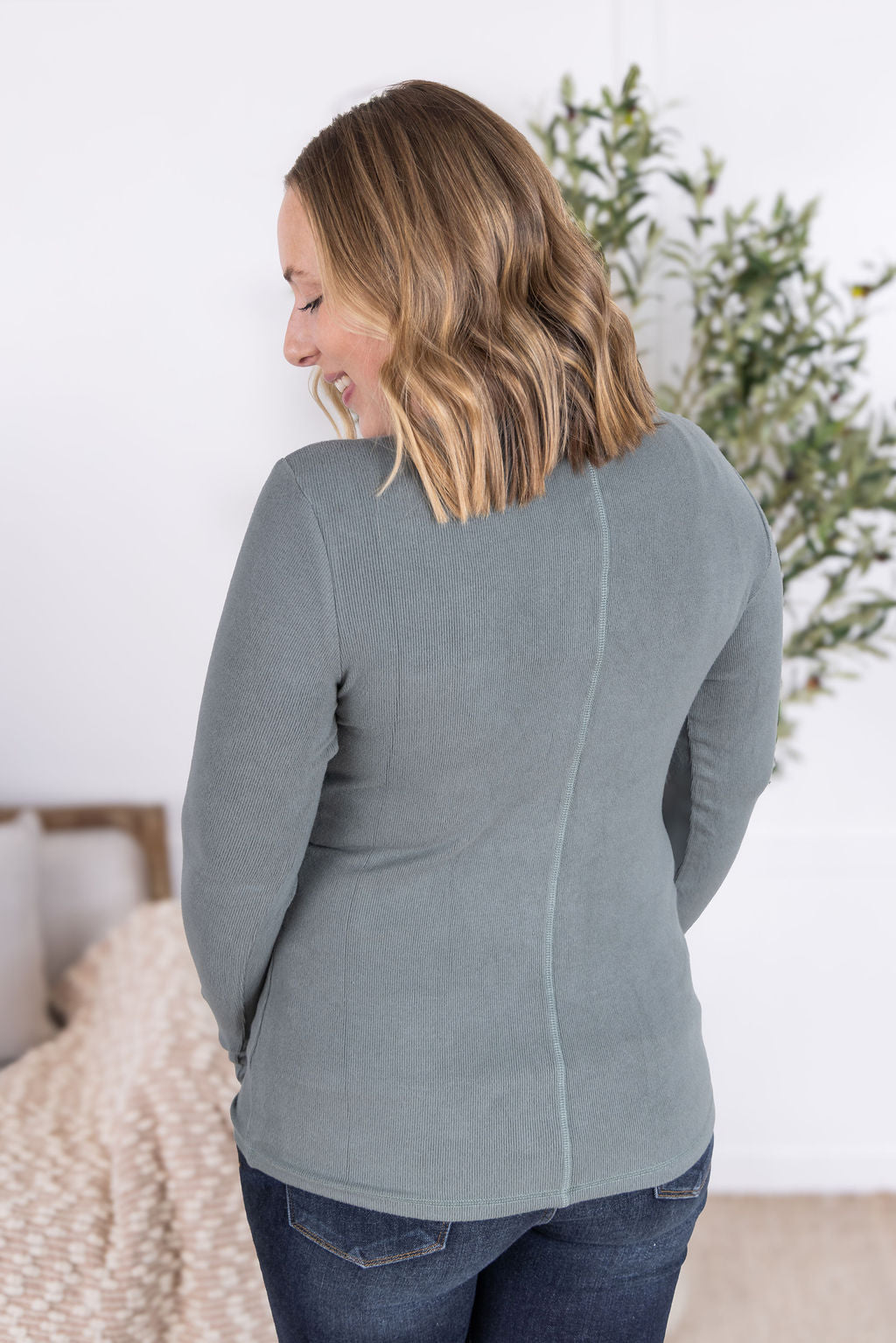 IN STOCK Georgia Long Sleeve Top - Dusty Jade FINAL SALE