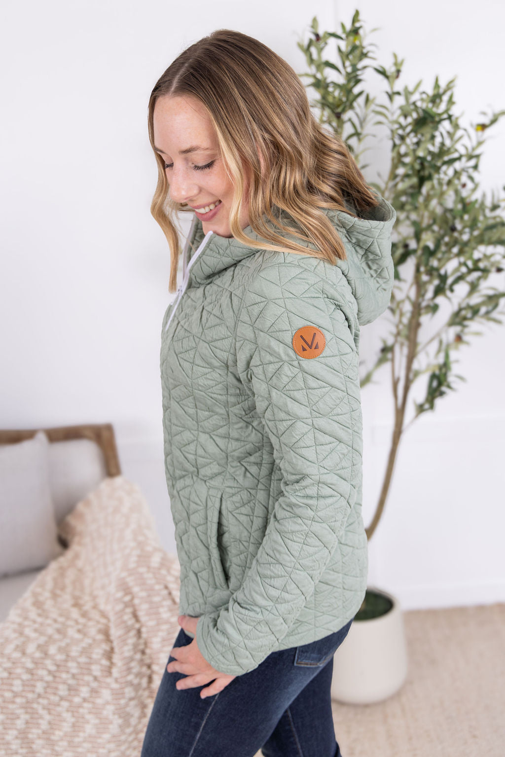 IN STOCK Geometric Fullzip Hoodie - Sage FINAL SALE