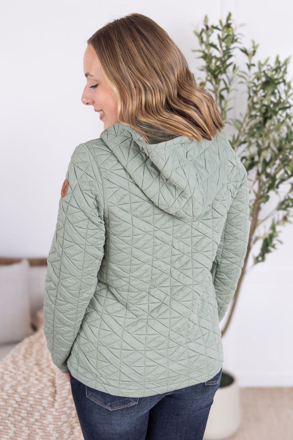 IN STOCK Geometric Fullzip Hoodie - Sage FINAL SALE