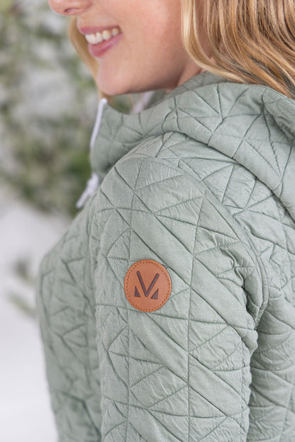 IN STOCK Geometric Fullzip Hoodie - Sage FINAL SALE