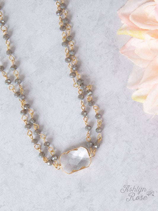So Dainty & Sweet Grey Beaded Necklace with Pendant - Holden Hearts