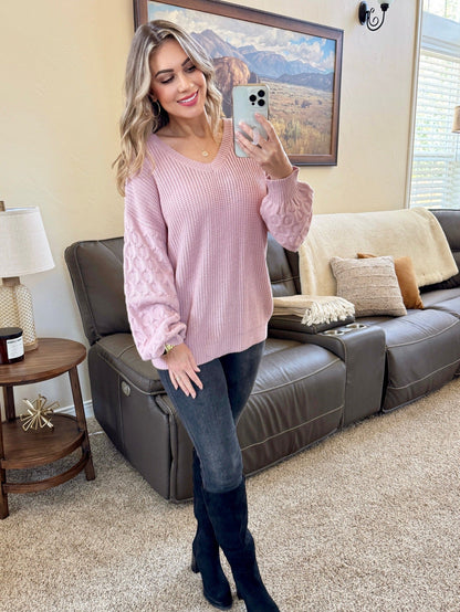 IN STOCK Talina Textured Sweater - Rose FINAL SALE