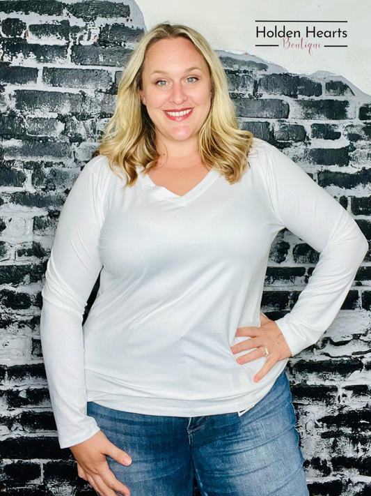 White Soft as a Cloud Long Sleeve Tee - Holden Hearts
