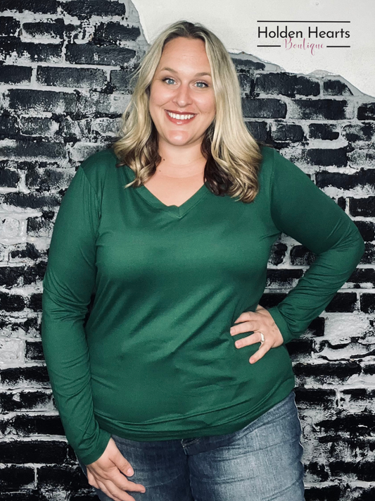 Forest Green Soft as a Cloud Long Sleeve Tee - Holden Hearts