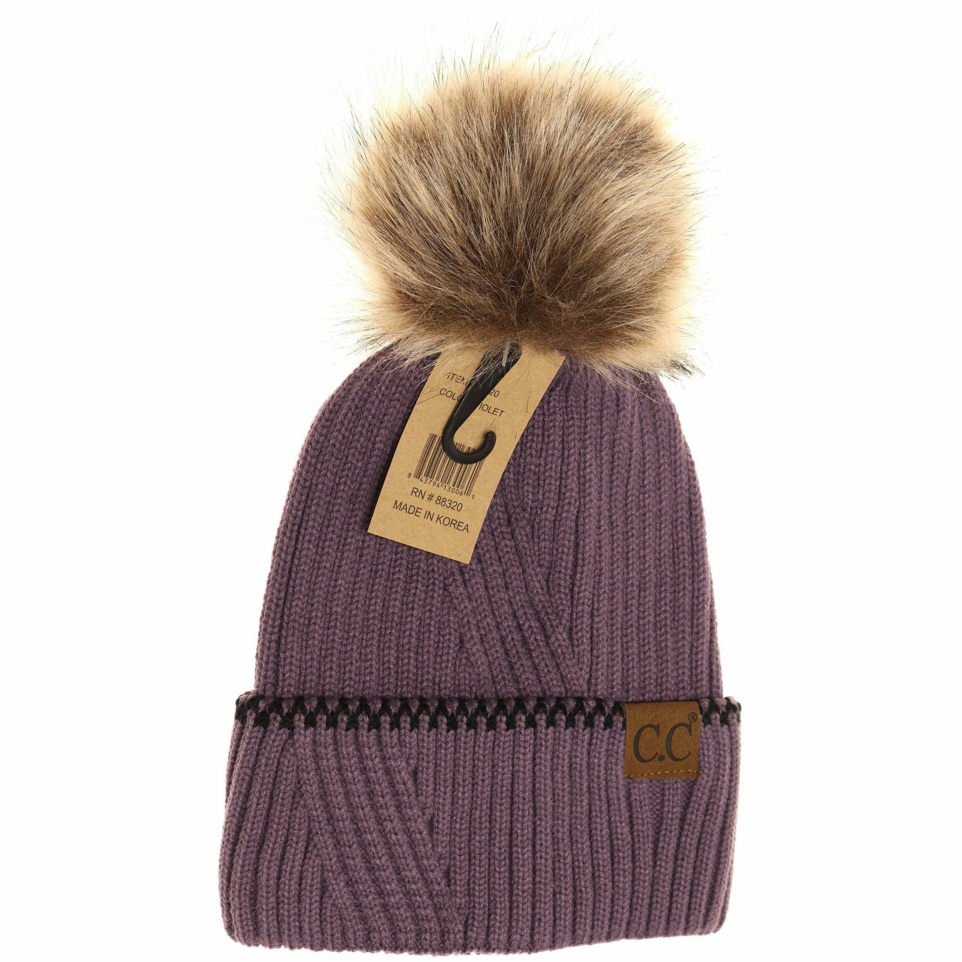 Ribbed Knit Beanie with Accented Cuff YJ920 - Holden Hearts