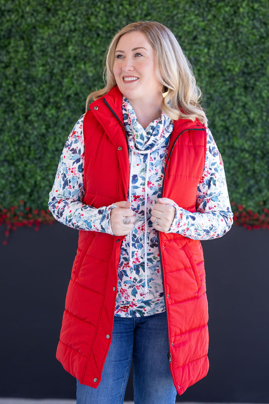 IN STOCK Harlow Long Vest - Red FINAL SALE