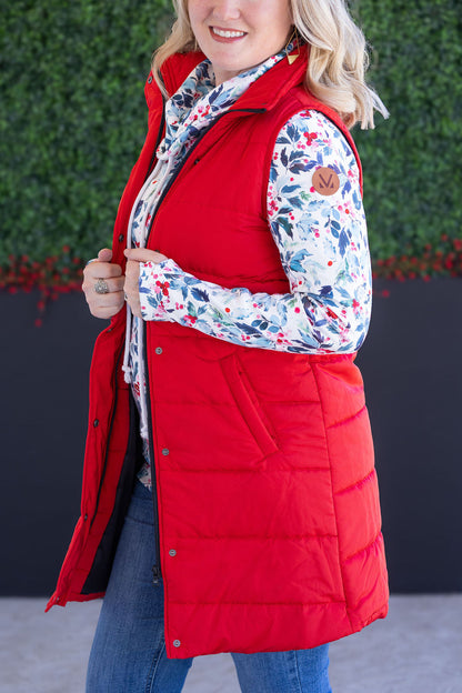 IN STOCK Harlow Long Vest - Red FINAL SALE
