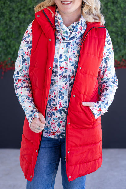 IN STOCK Harlow Long Vest - Red FINAL SALE