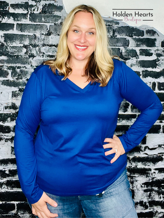 Light Navy Soft as a Cloud Long Sleeve Tee - Holden Hearts