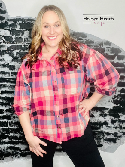 Plaid Dreams Button Up - Holden Hearts