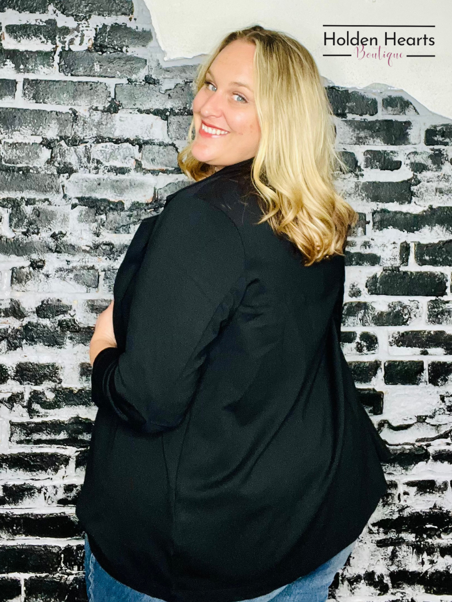 Black Magic 3/4 Sleeve Blazer - Holden Hearts