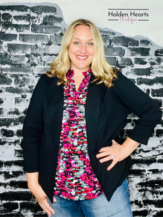 Black Magic 3/4 Sleeve Blazer - Holden Hearts