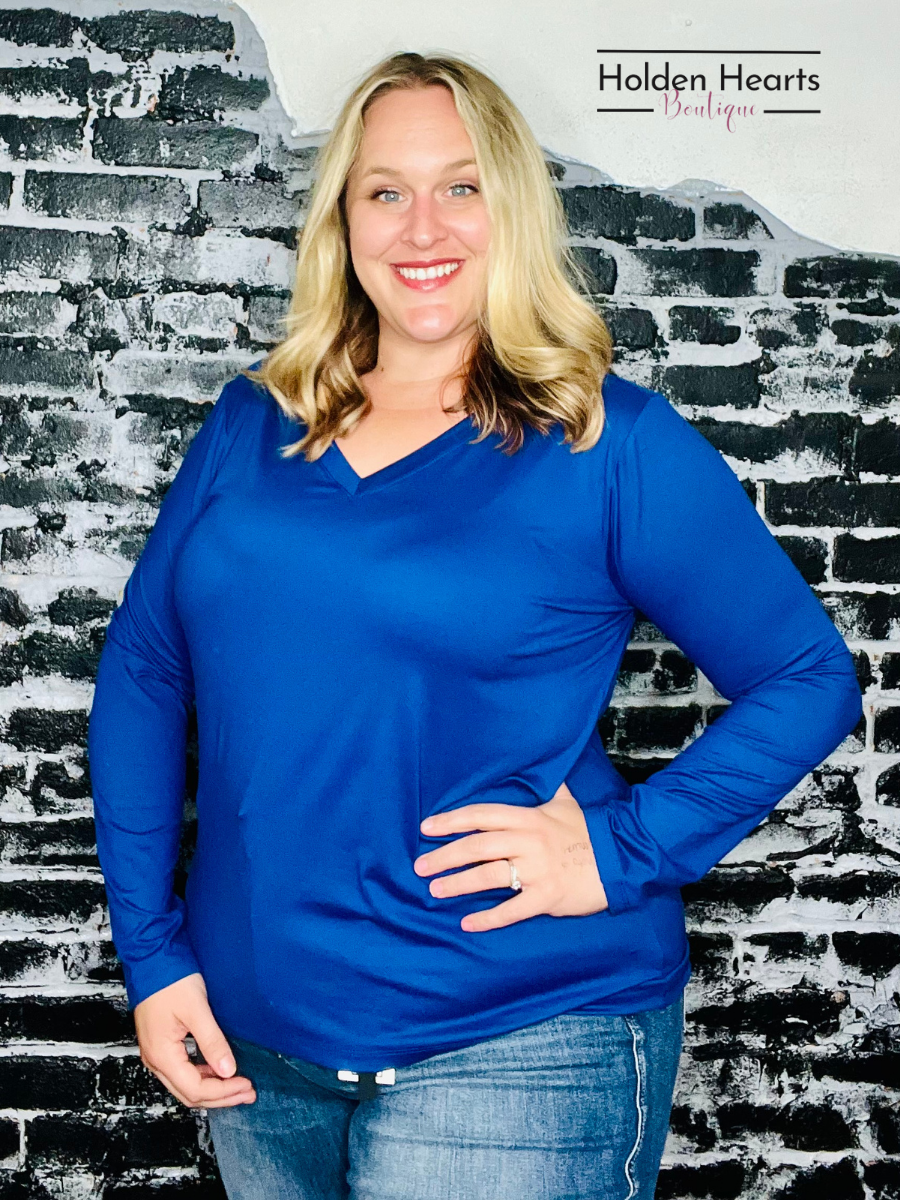 Light Navy Soft as a Cloud Long Sleeve Tee - Holden Hearts