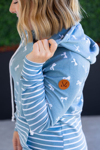 IN STOCK Hailey Pullover Hoodie - Teal Ribbons and Stripes FINAL SALE