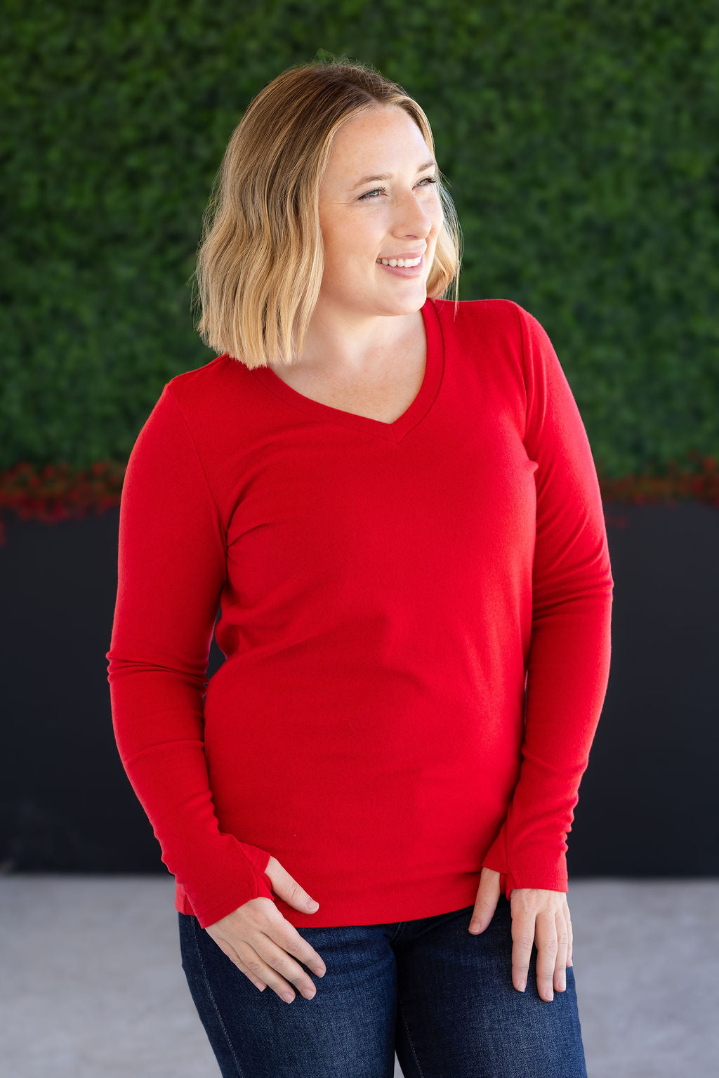 IN STOCK Leah Long Sleeve Top - Red FINAL SALE