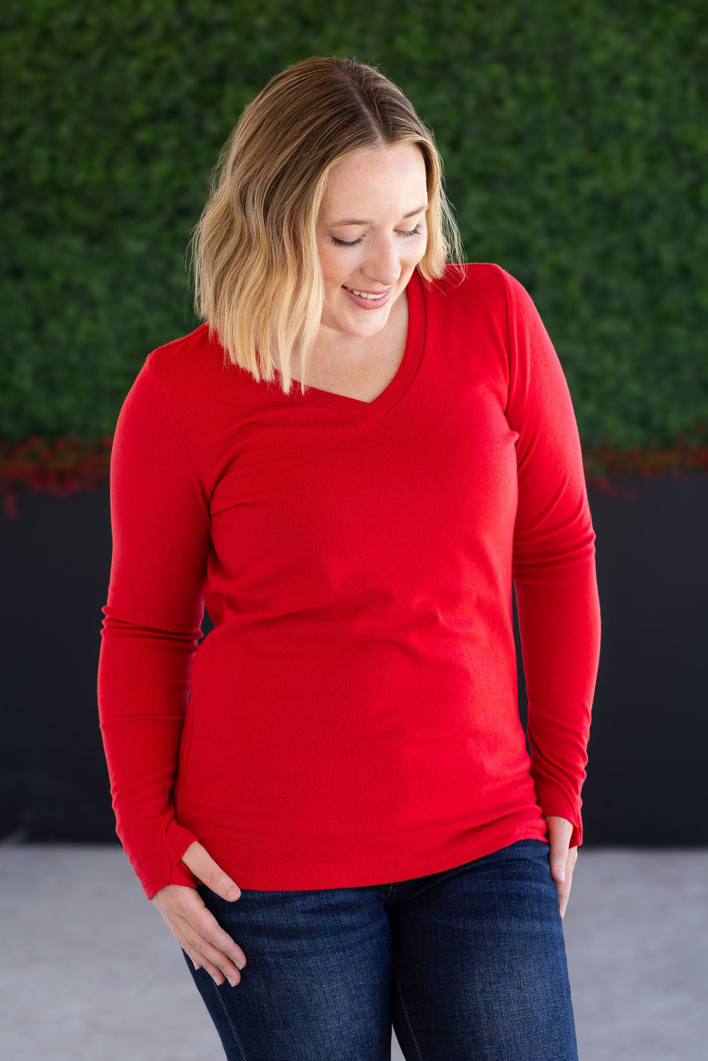 IN STOCK Leah Long Sleeve Top - Red FINAL SALE