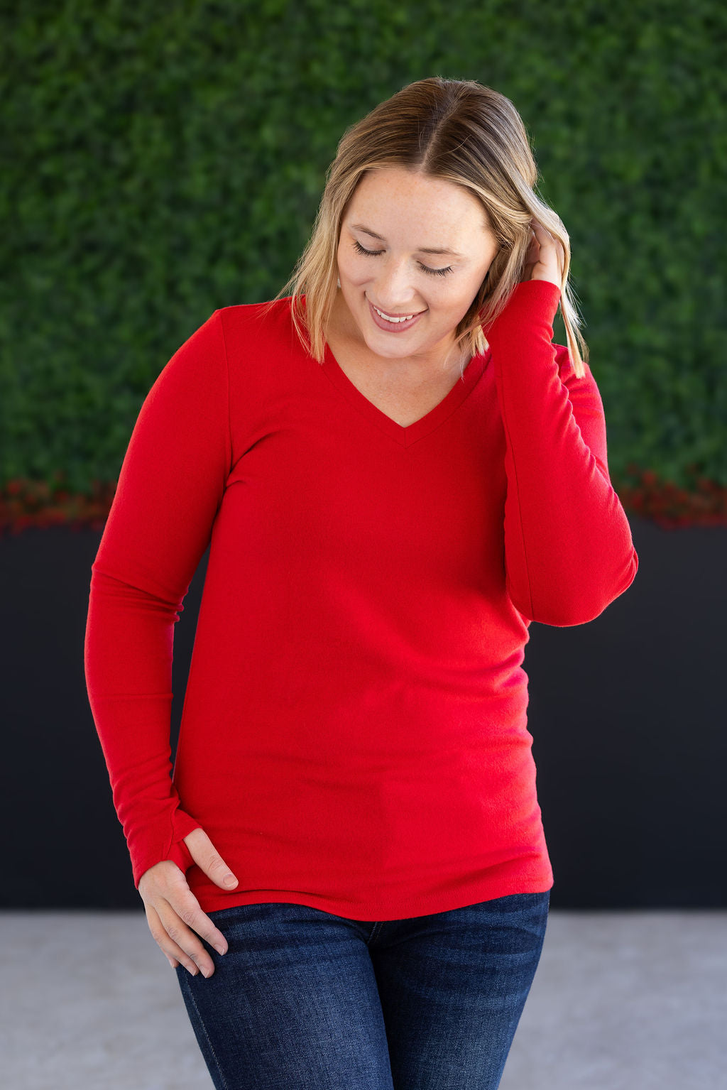 IN STOCK Leah Long Sleeve Top - Red FINAL SALE