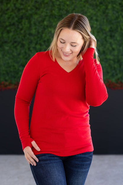 IN STOCK Leah Long Sleeve Top - Red FINAL SALE