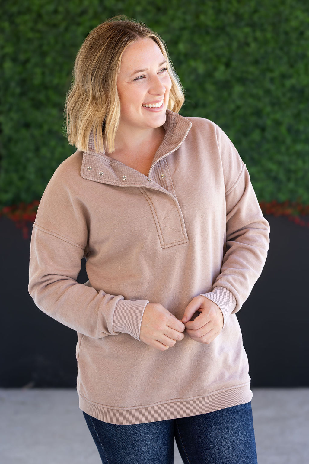 IN STOCK Jesse Vintage Wash Snap Pullover - Tan FINAL SALE