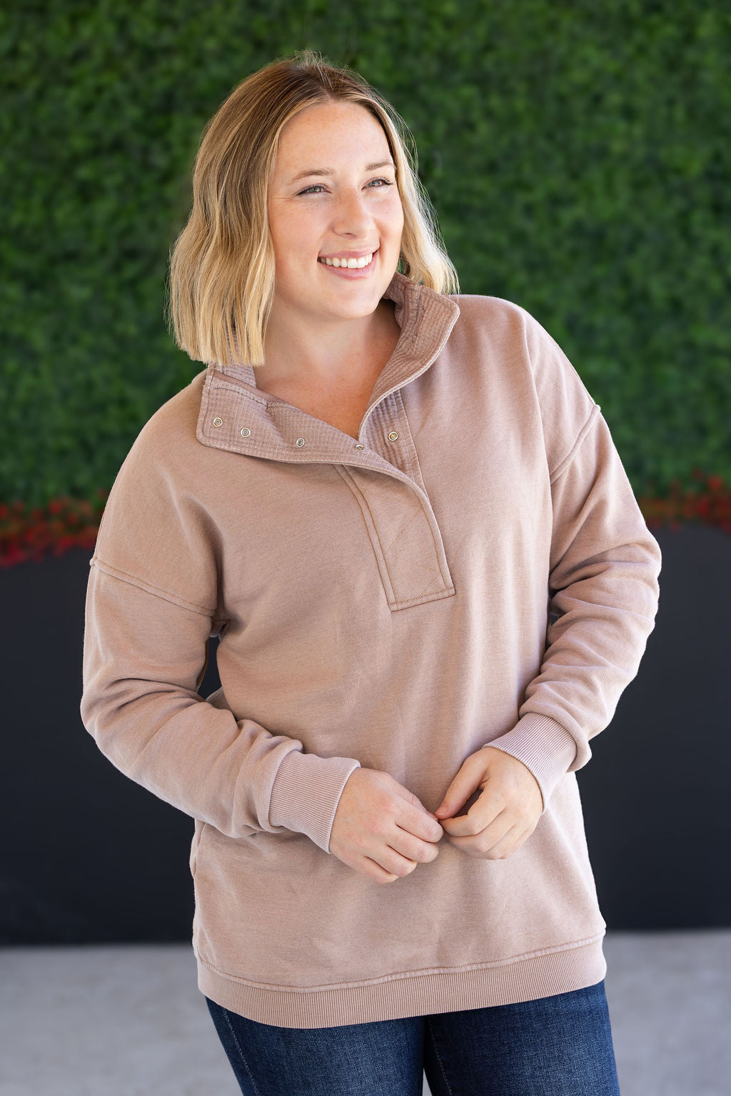 IN STOCK Jesse Vintage Wash Snap Pullover - Tan FINAL SALE