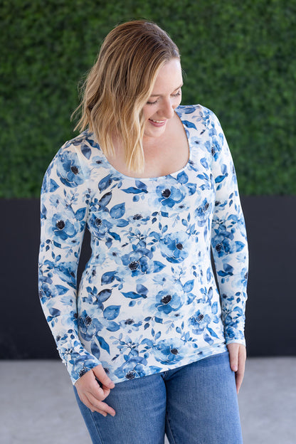 IN STOCK Alyssa Long Sleeve Top - Sapphire Floral FINAL SALE