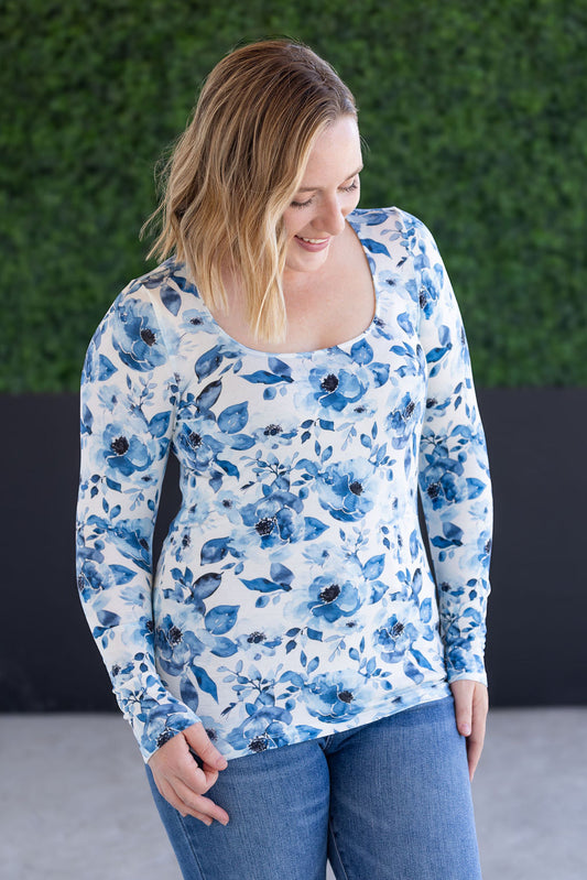 IN STOCK Alyssa Long Sleeve Top - Sapphire Floral FINAL SALE