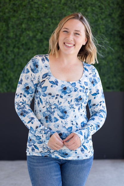 IN STOCK Alyssa Long Sleeve Top - Sapphire Floral FINAL SALE