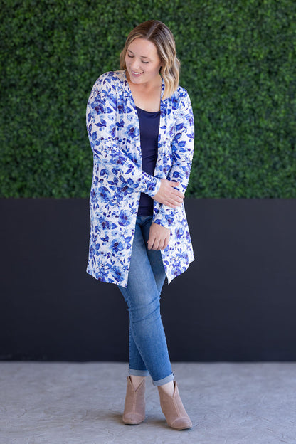 IN STOCK Classic Cardigan - Sapphire Floral FINAL SALE