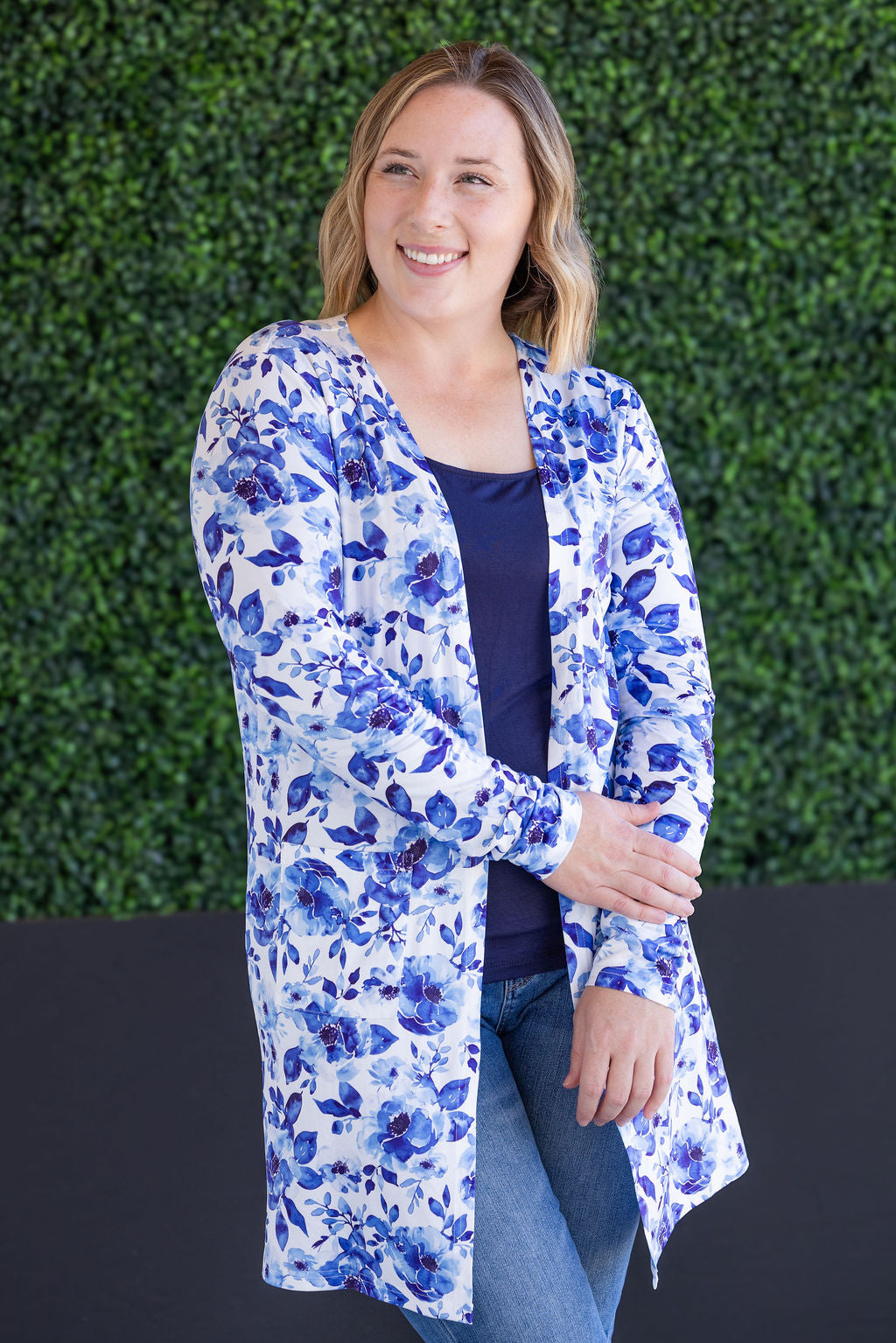 IN STOCK Classic Cardigan - Sapphire Floral FINAL SALE