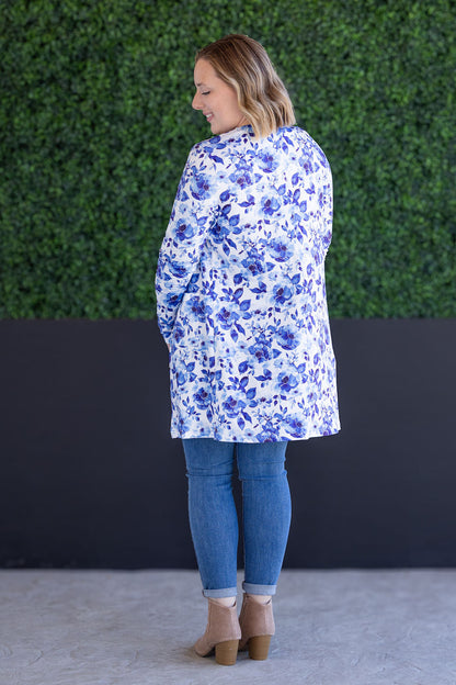 IN STOCK Classic Cardigan - Sapphire Floral FINAL SALE