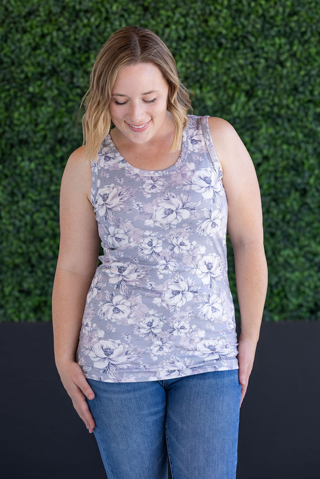 IN STOCK Ava Tank - Vintage Grey Floral FINAL SALE