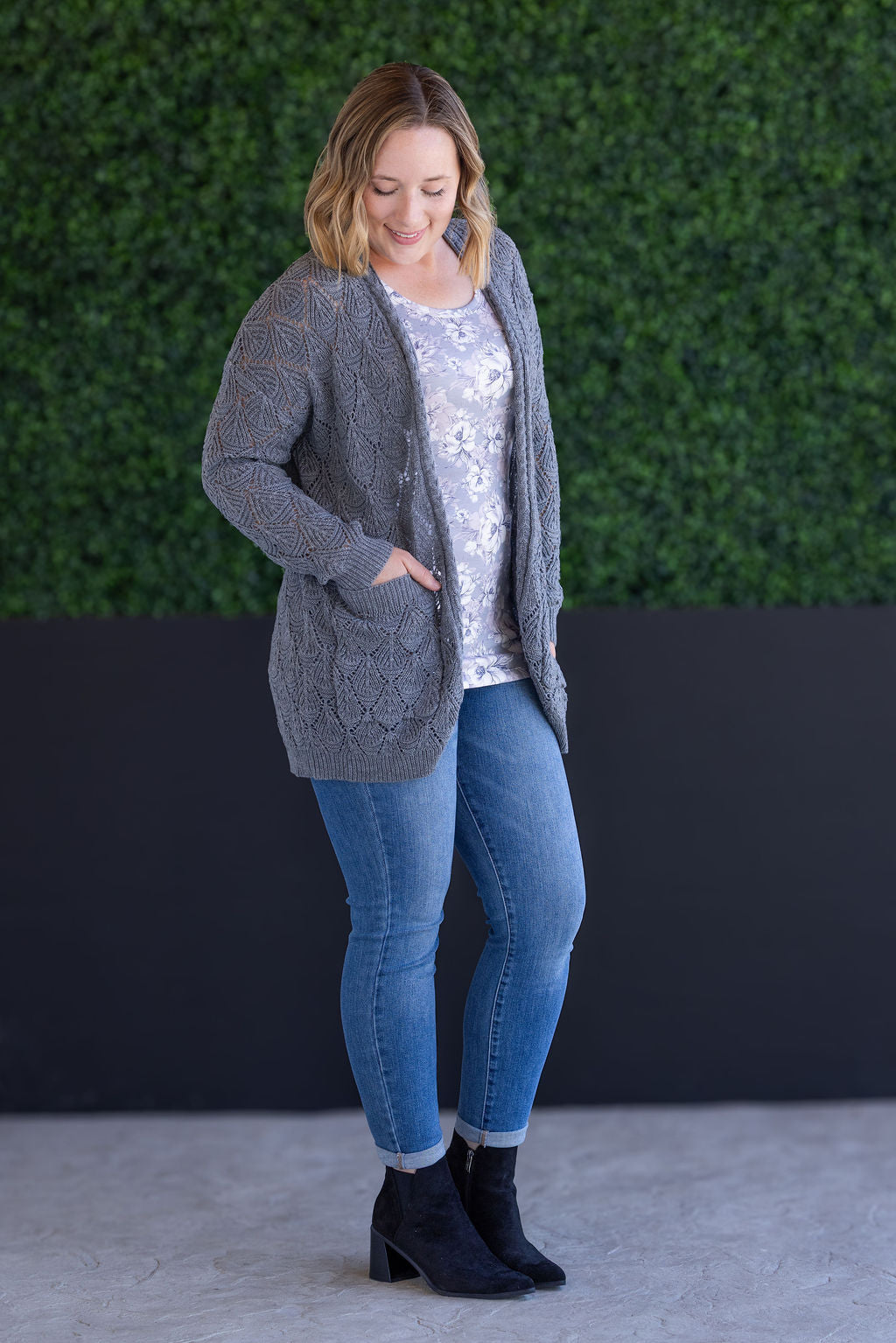 IN STOCK Open Knit Cardigan - Grey FINAL SALE