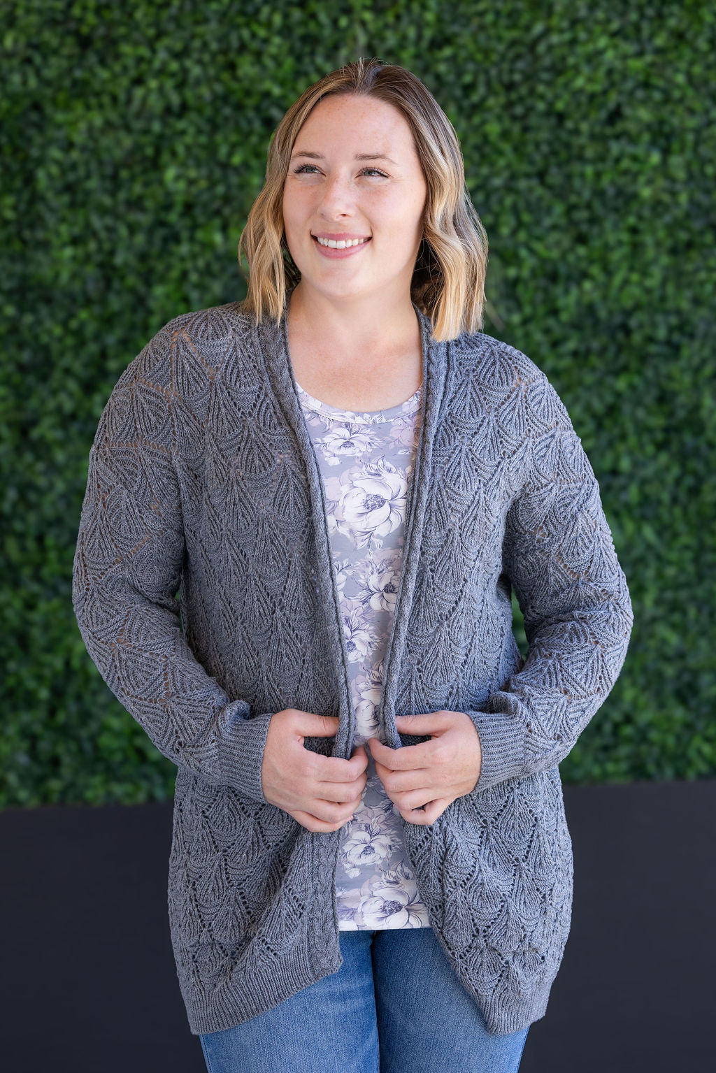 IN STOCK Open Knit Cardigan - Grey FINAL SALE