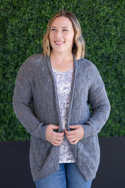 IN STOCK Open Knit Cardigan - Grey FINAL SALE