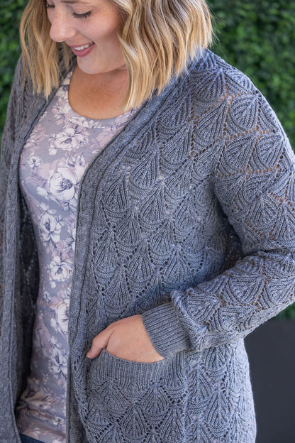 IN STOCK Open Knit Cardigan - Grey FINAL SALE