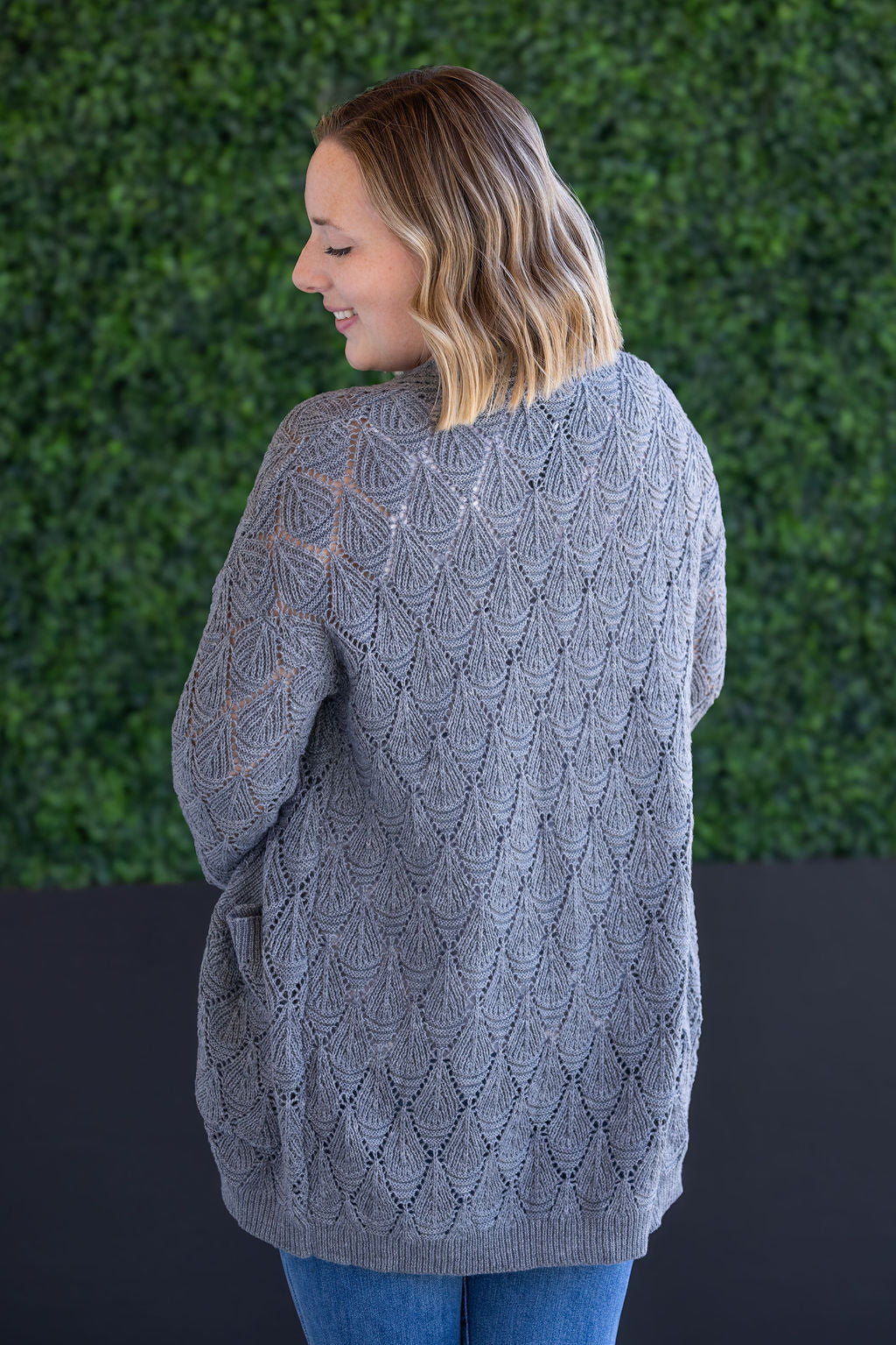 IN STOCK Open Knit Cardigan - Grey FINAL SALE