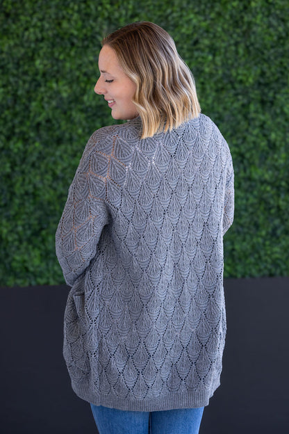 IN STOCK Open Knit Cardigan - Grey FINAL SALE