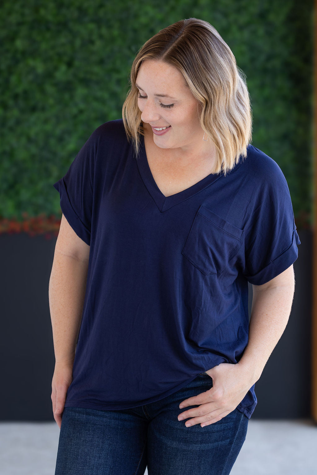 IN STOCK Sierra Pocket Top - Navy FINAL SALE