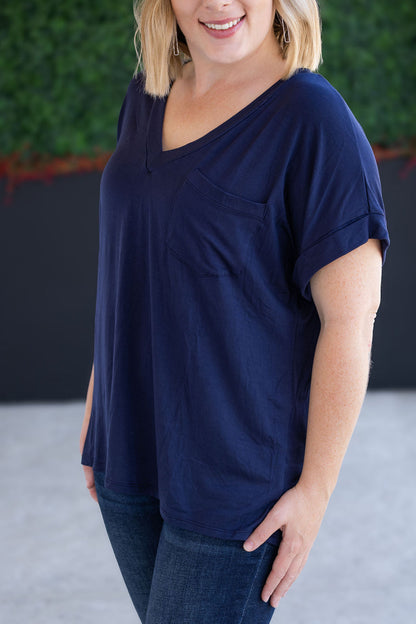IN STOCK Sierra Pocket Top - Navy FINAL SALE