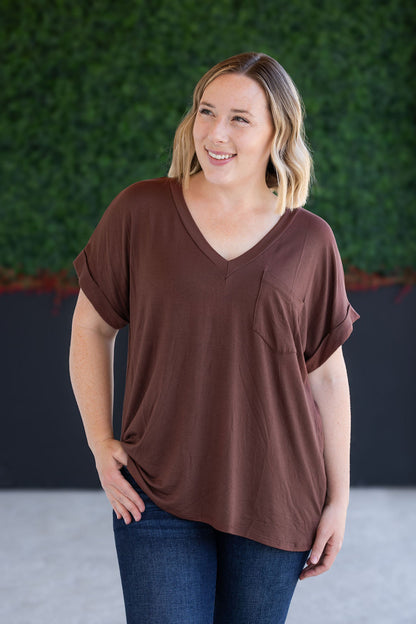 IN STOCK Sierra Pocket Top - Brown FINAL SALE